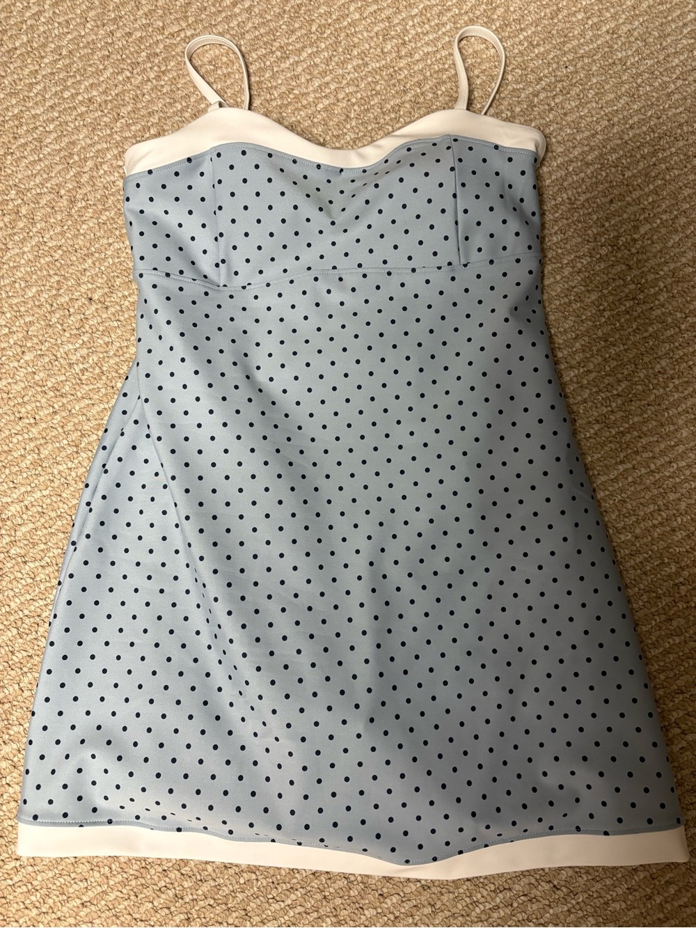 Light Blue Polka Dot Sculpt lux sweetheart mini dress - Picture 5 of 7